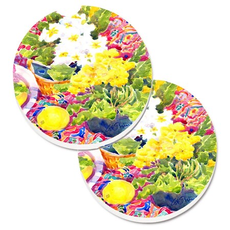Carolines Treasures Flower Primroses Set of 2 Cup Holder Car Coaster 6062CARC